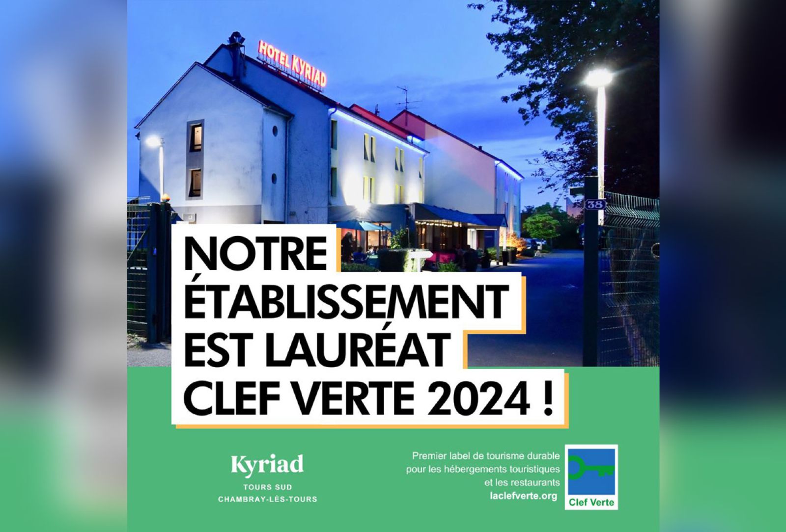 Hôtel labelisé Clef Verte en 2024